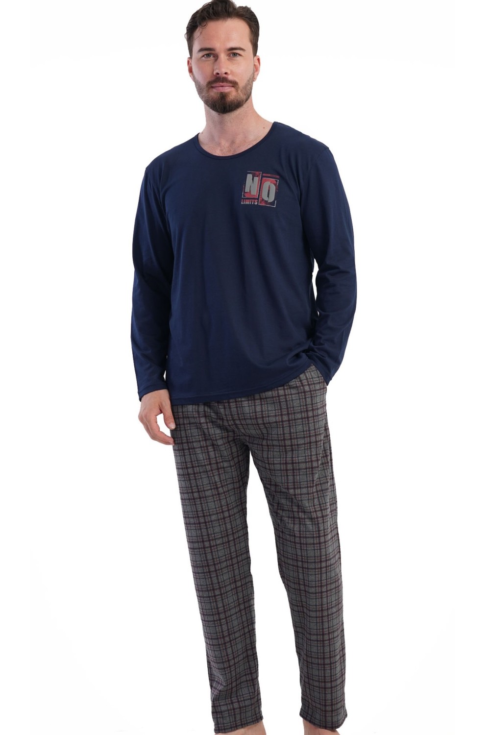 Pánské pyžamo NO LIMITS tmavě modré 5XL-7XL z bavlny