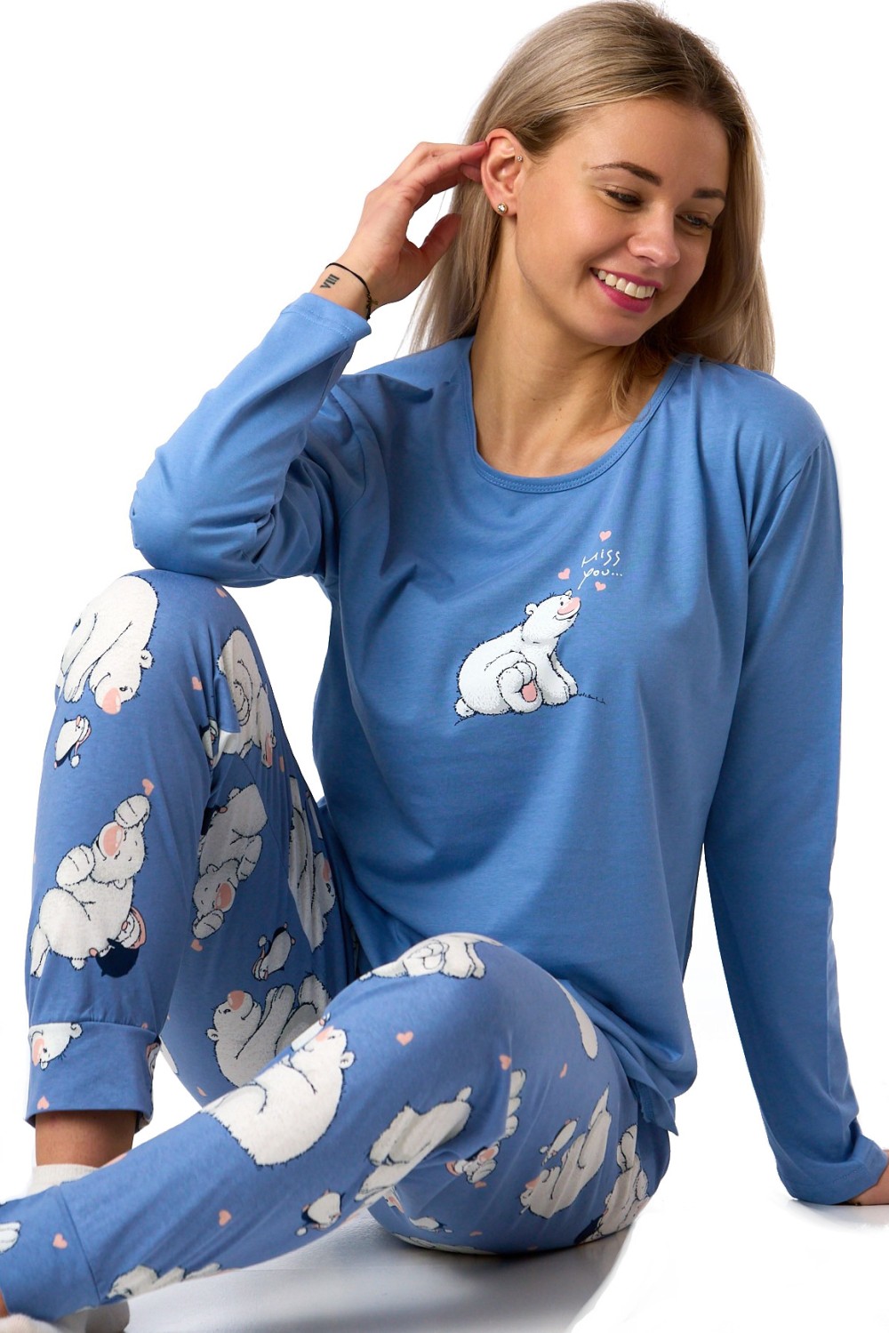 Dámské modré pyžamo s ledními medvědy