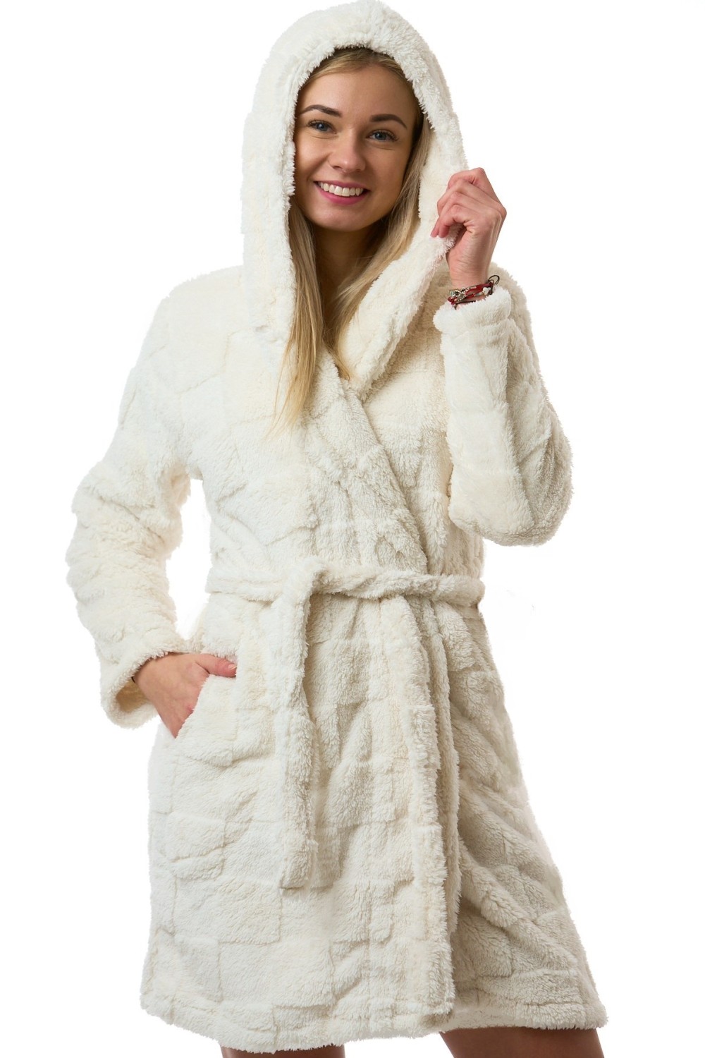 Dámský župan huňatý luxusní smetanový