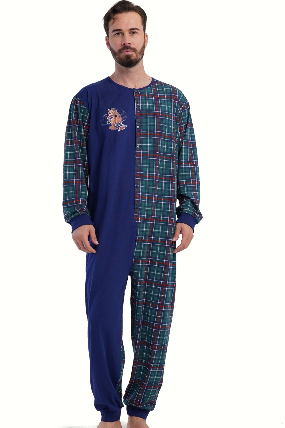 Pánský overal s medvědem modrý