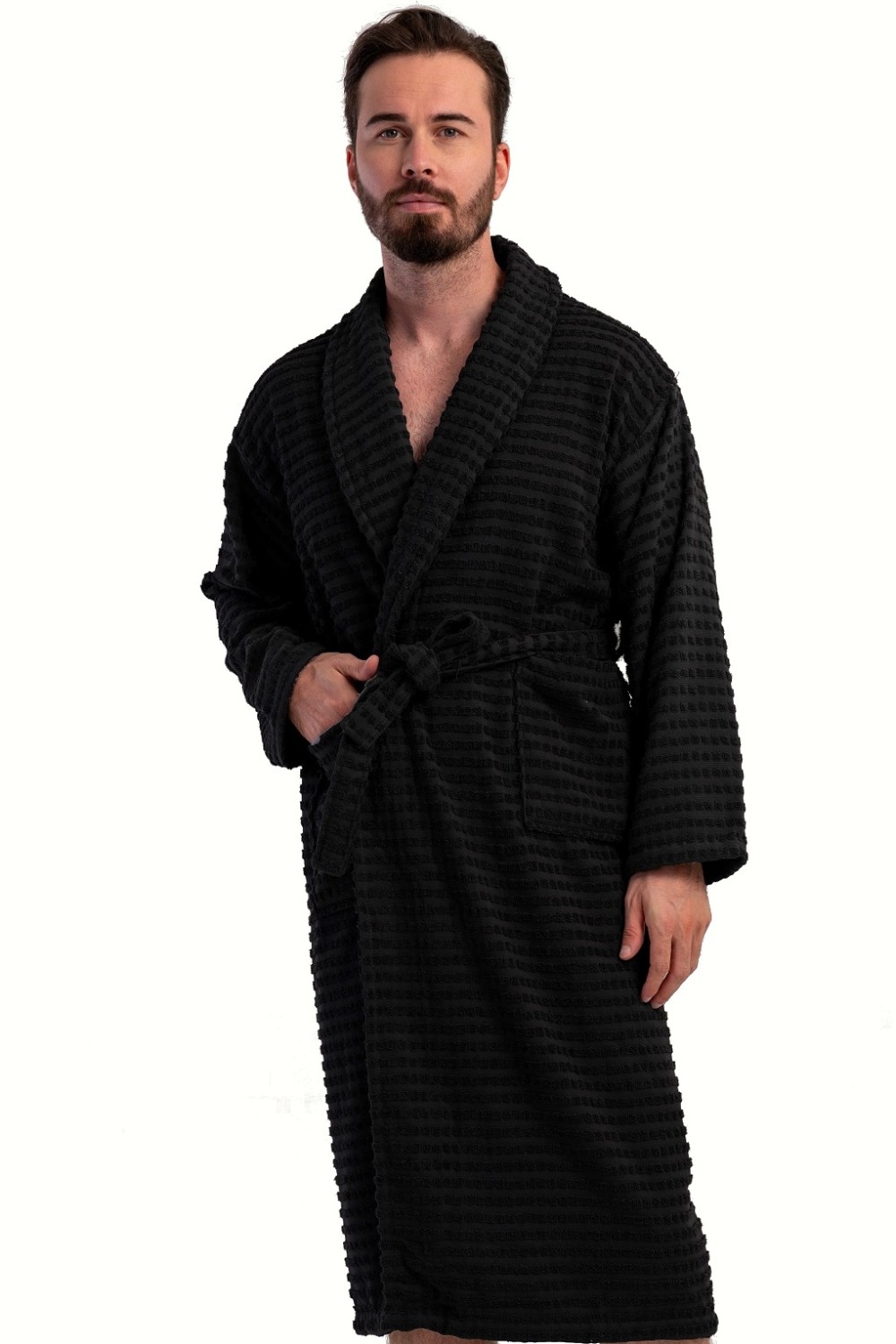 Pánský buklé župan s límcem černý